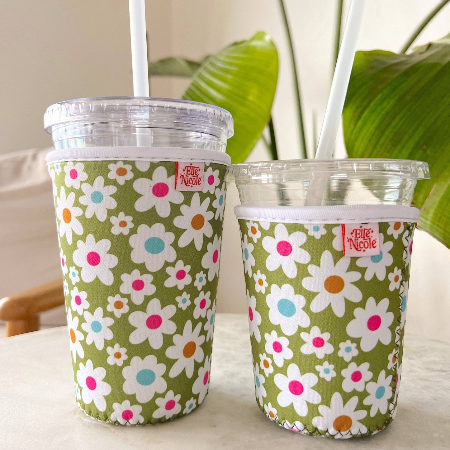 Coffee Cup Cover - Green Daisy