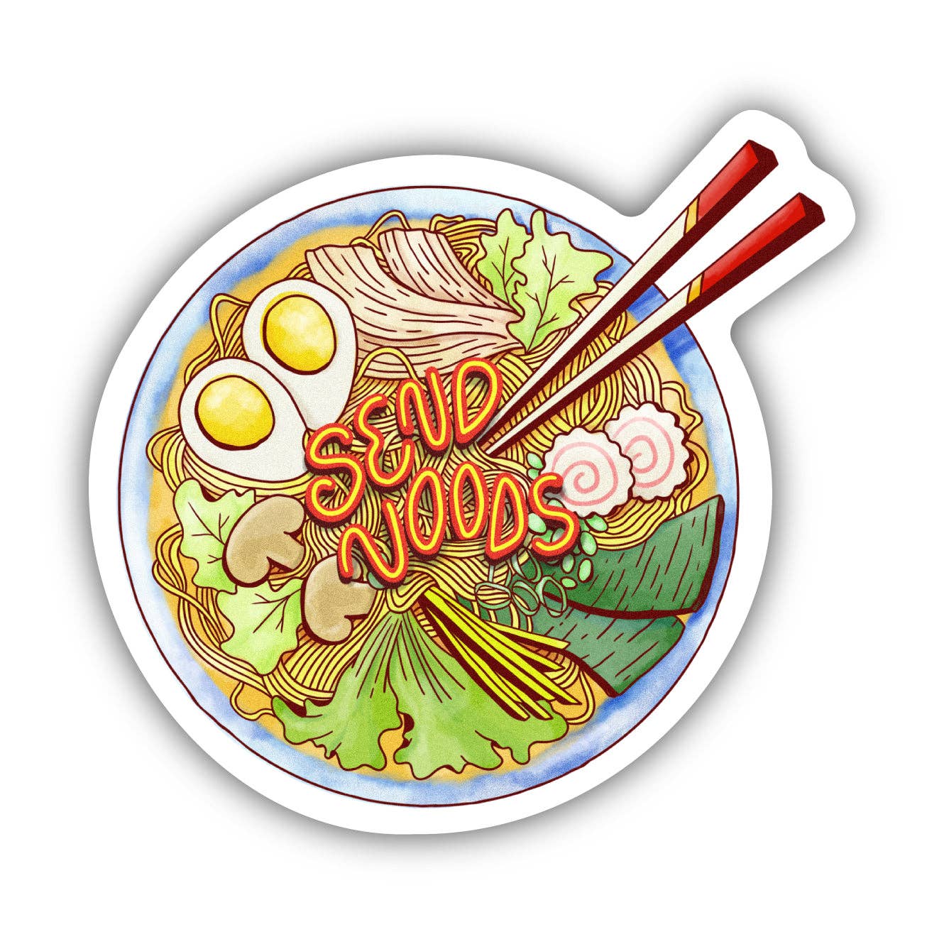 Send Noods Food Pun Sticker - Creative Sara Boutique