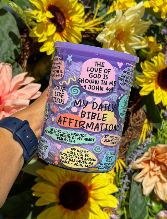 My Daily Bible Affirmations 17 oz Purple Glass Mug - Creative Sara Boutique