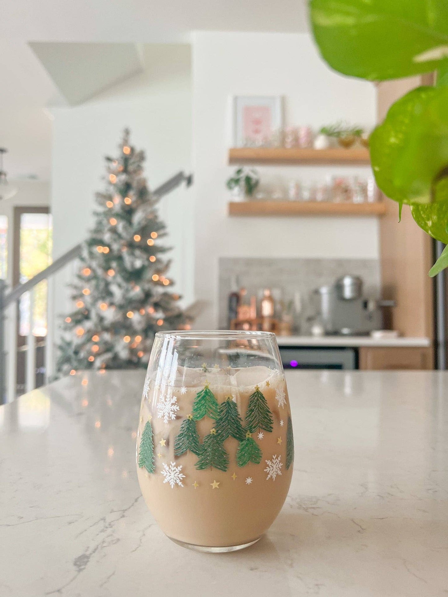 Trees and Snowflakes Wine Glass