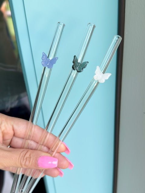 Butterfly Glass Straws