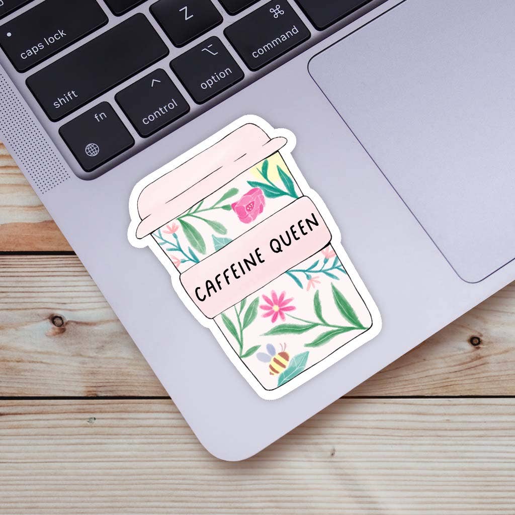 Caffeine Queen Floral Mug Sticker - Creative Sara Boutique