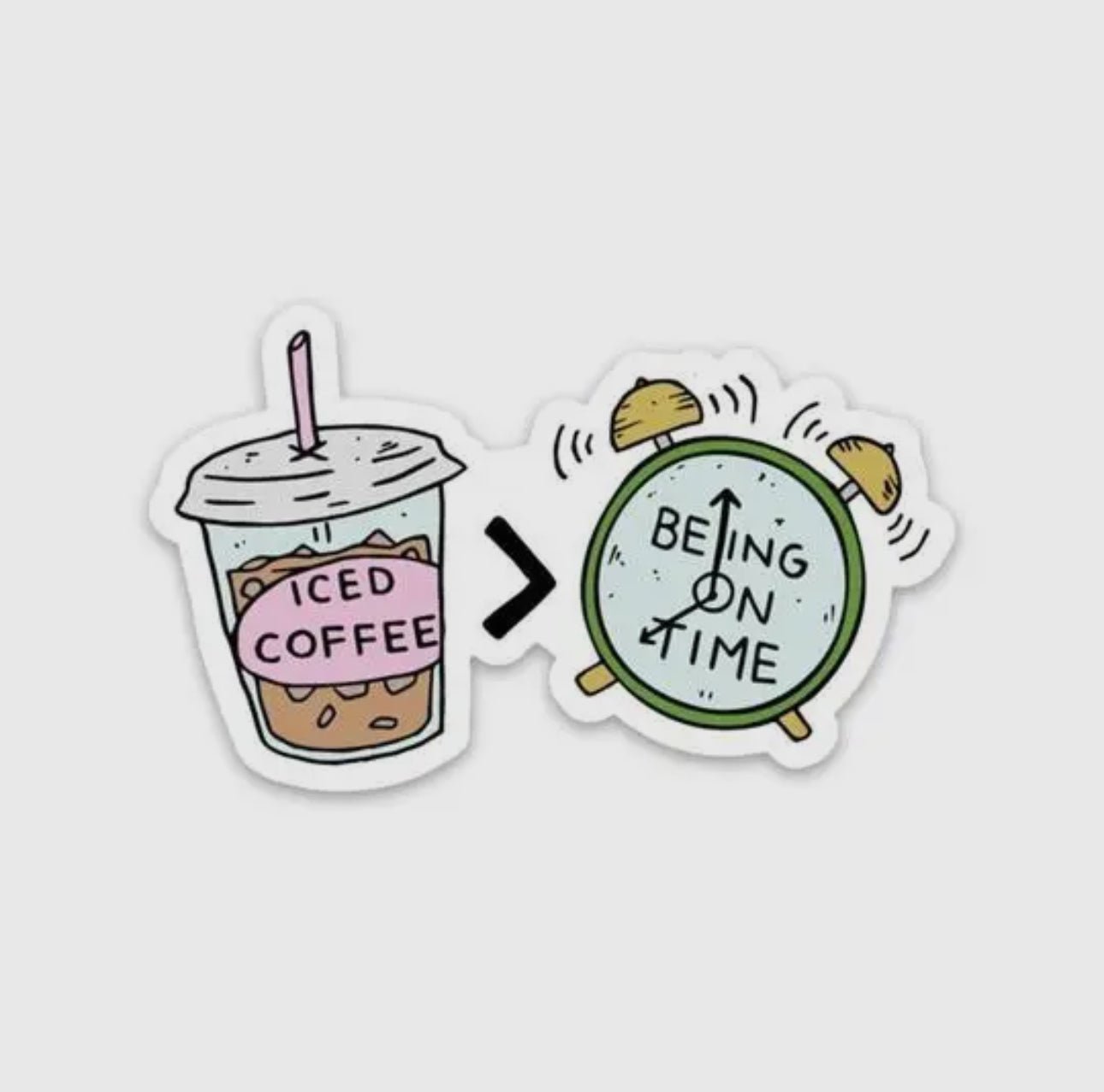 Iced Coffee Being On Time Sticker - Creative Sara Boutique