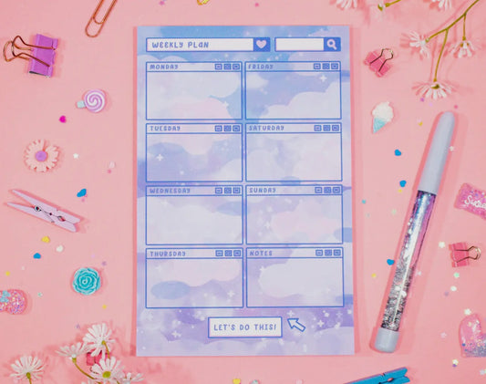 Blue Skies Weekly Planner Pad By Unicorn Eclipse