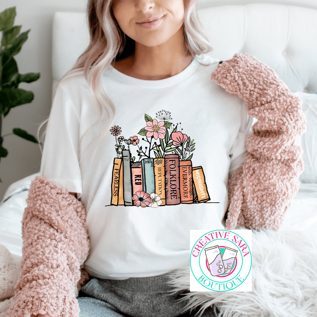 Taylor’s Books Flowers T-Shirt - Creative Sara Boutique