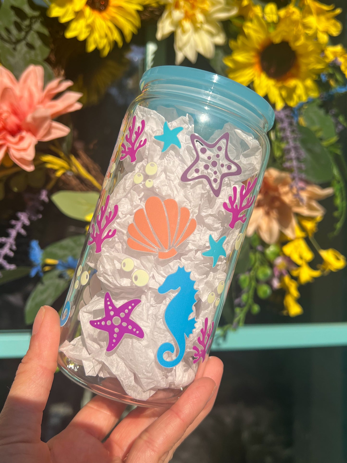 ‘Coastal’ 16oz Glass Can