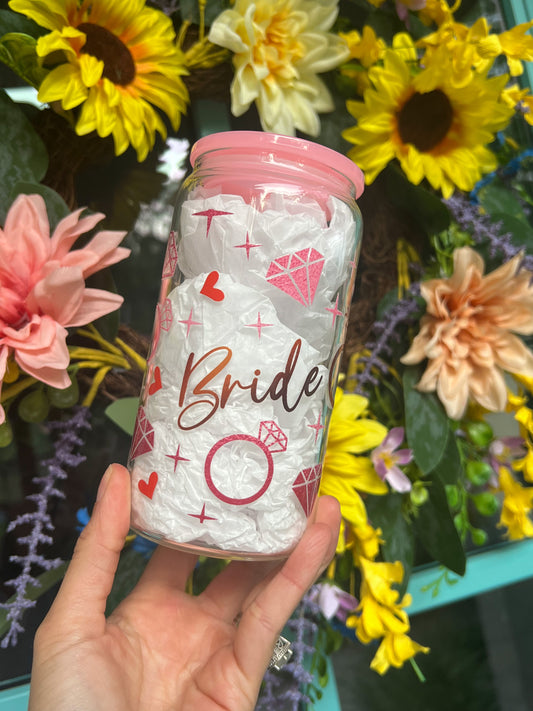 ‘Bride To Be’ 16oz Libbey Glass Can