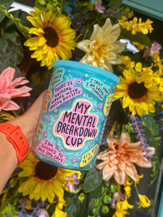 ‘My Mental Breakdown Cup’ 17 oz Glass Mug ***please read description*** - Creative Sara Boutique