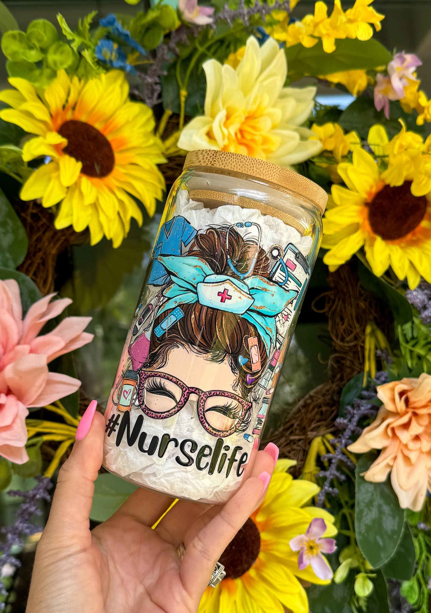 ‘Nurse Life’ 16oz Glass Can