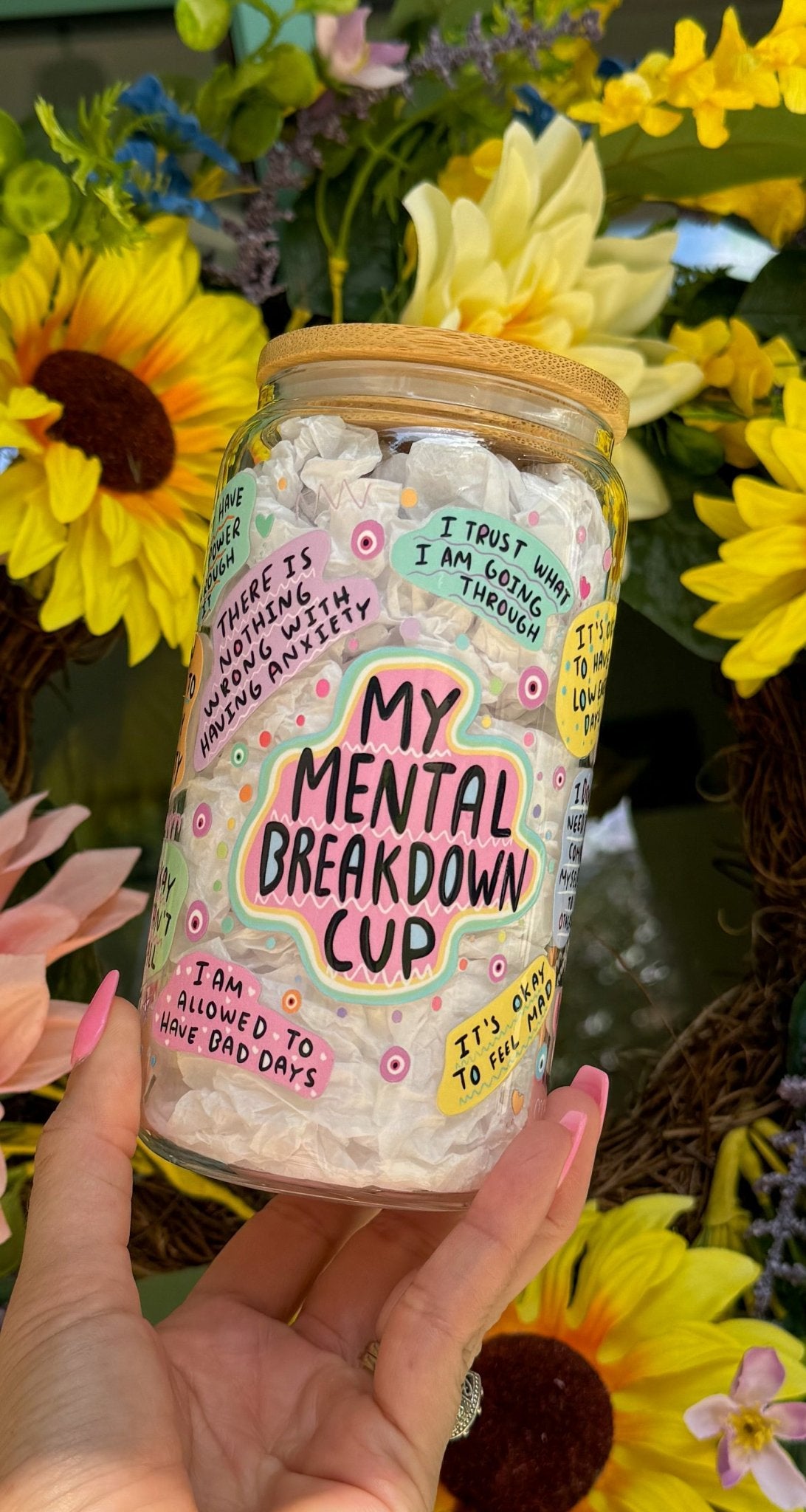 ‘Mental Breakdown’ 16oz Glass Can - Creative Sara Boutique