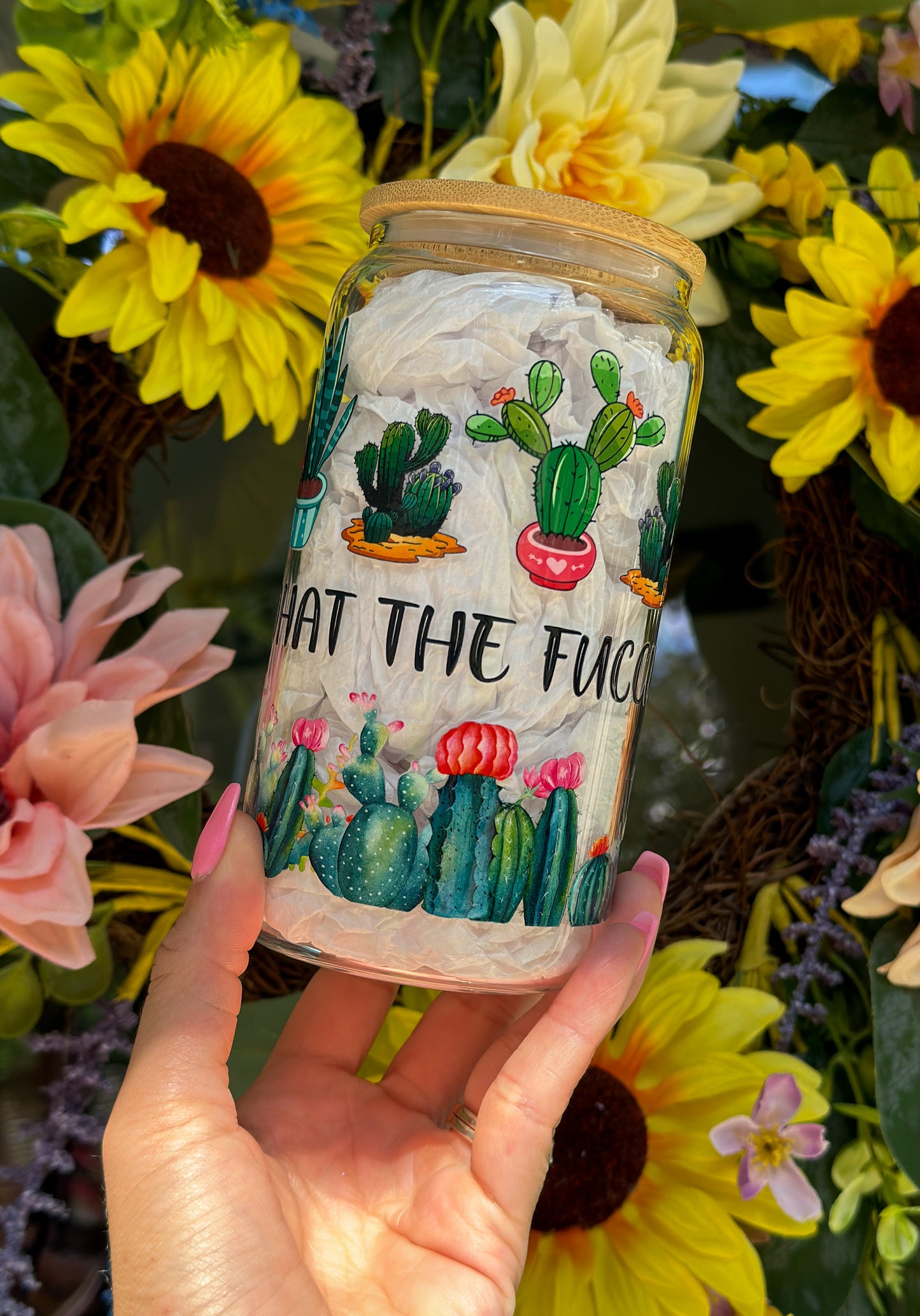 ‘What The Fucclent’ 16oz Glass Can