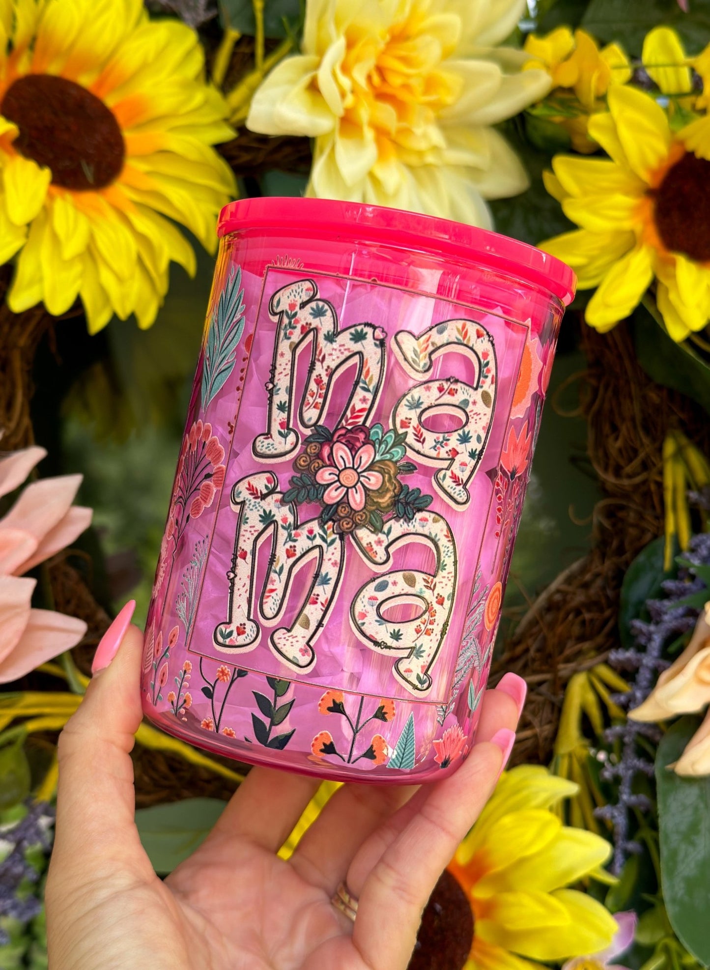 MaMa 17 oz Pink Glass Mug - Creative Sara Boutique