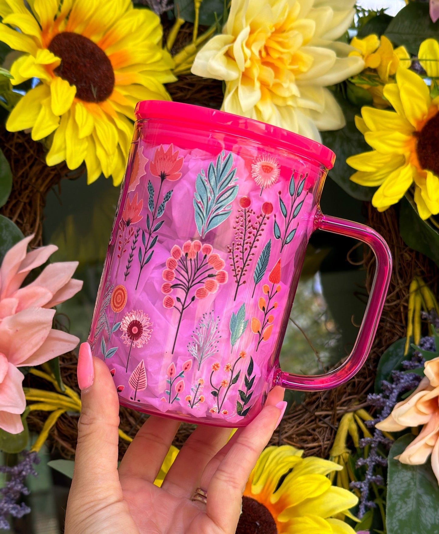 MaMa 17 oz Pink Glass Mug - Creative Sara Boutique