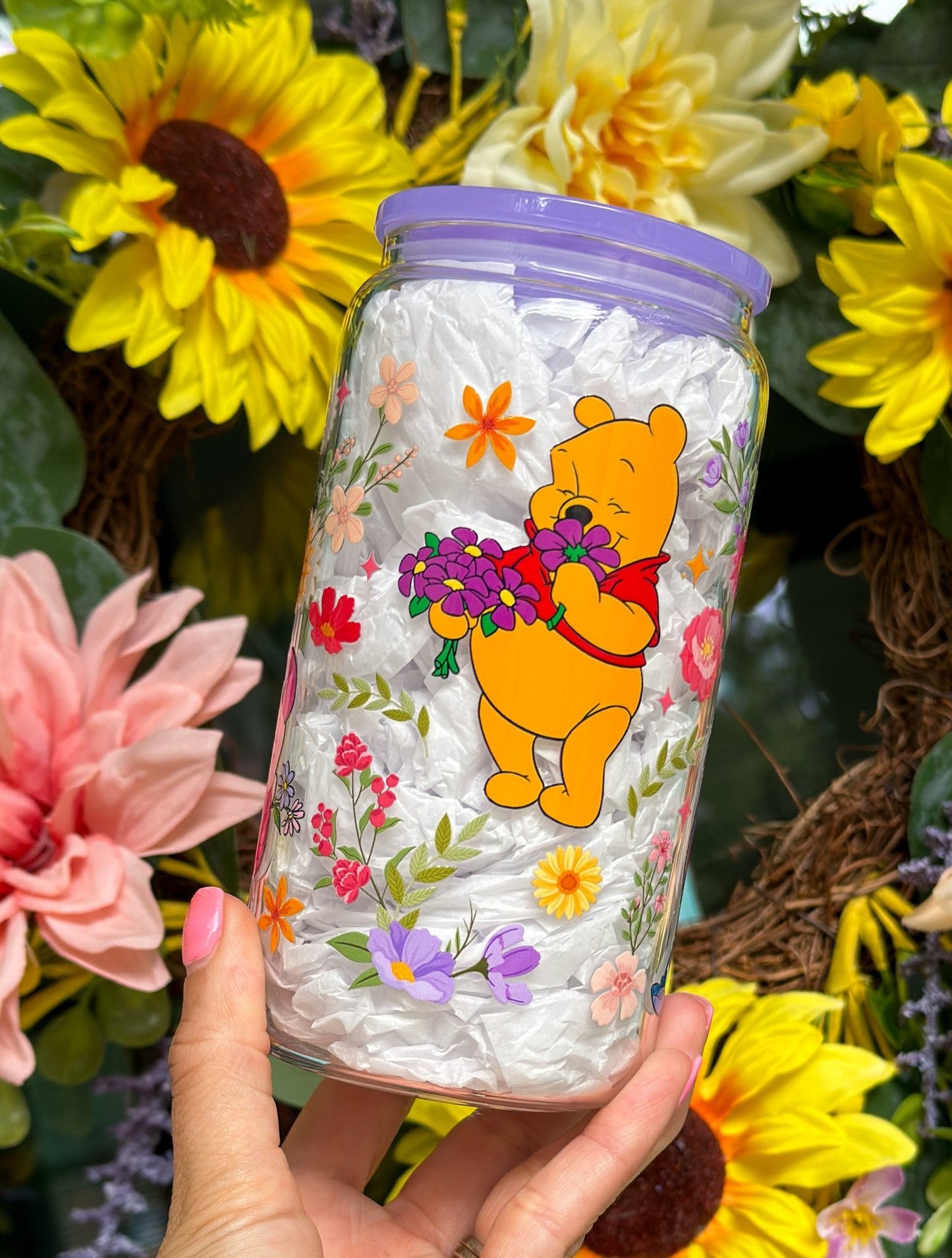 Winnie The Pooh 16oz Glass Can Cup - Creative Sara Boutique