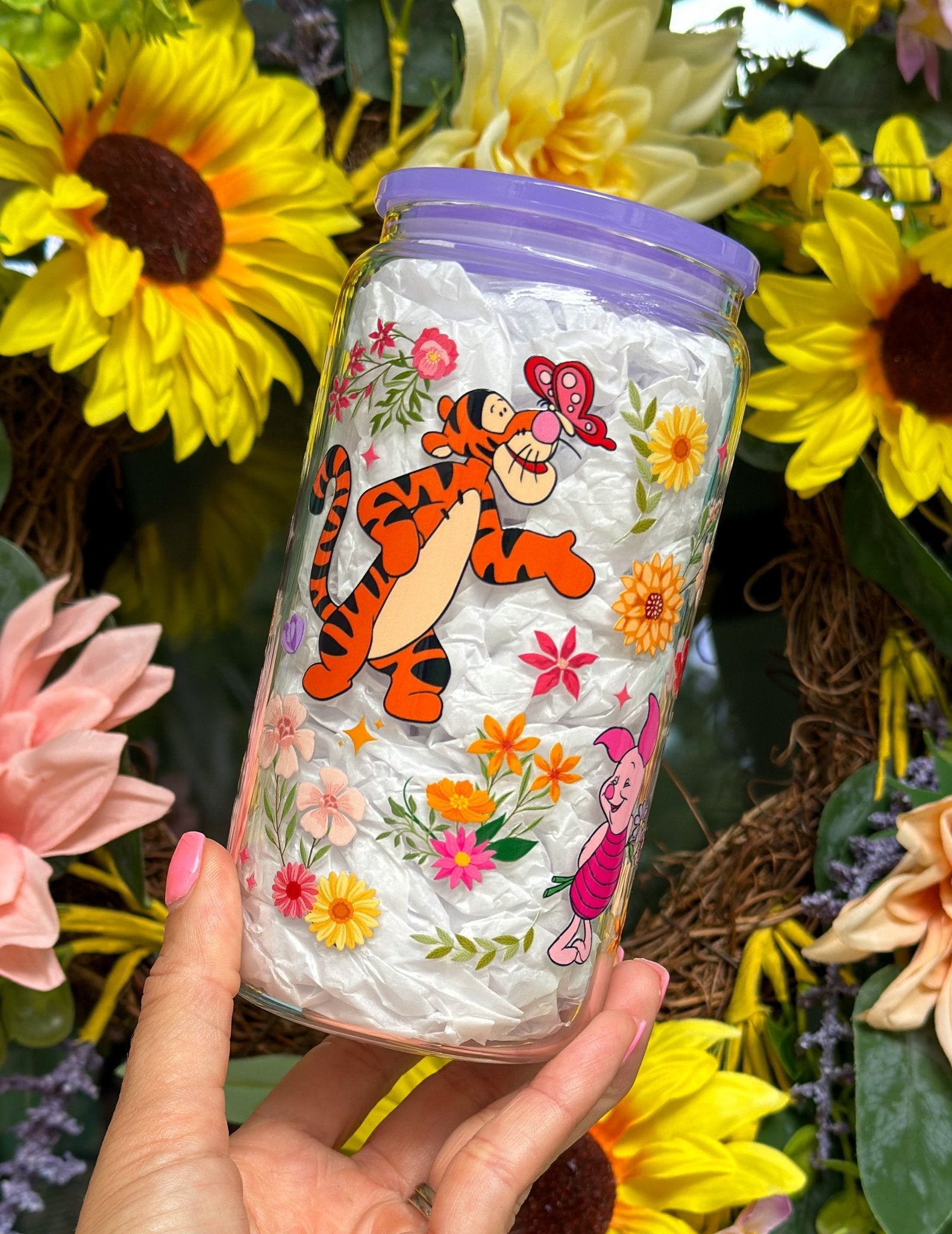 Winnie The Pooh 16oz Glass Can Cup - Creative Sara Boutique