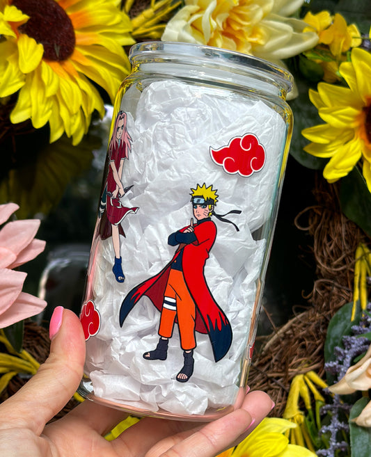 Naruto 16oz Glass Can Cup