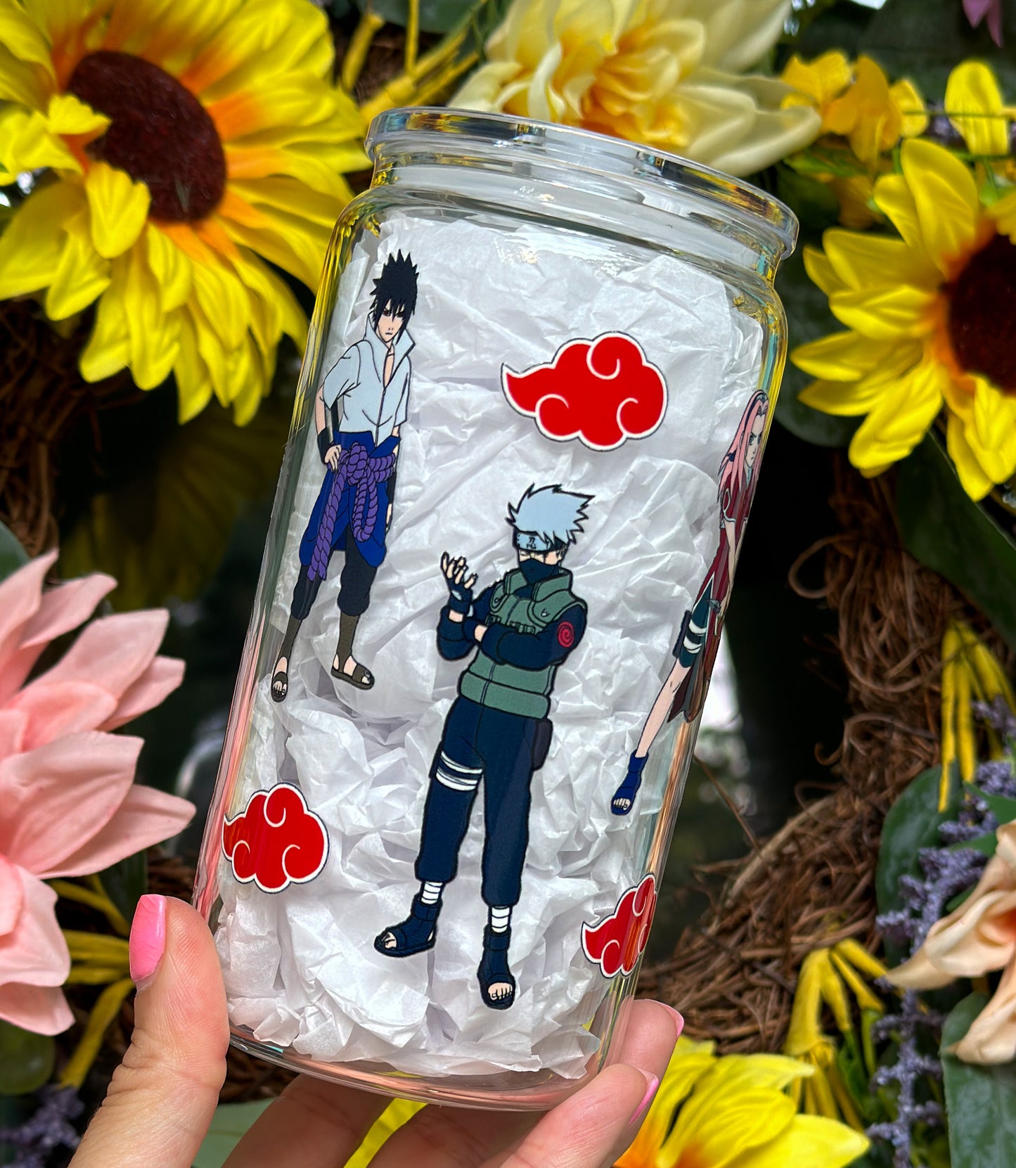 Naruto 16oz Glass Can Cup