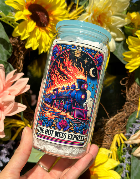 The Hot Mess Express 16oz Glass Can Cup