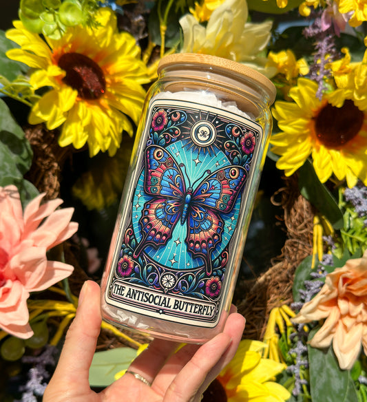 The Antisocial Butterfly 16oz Glass Can