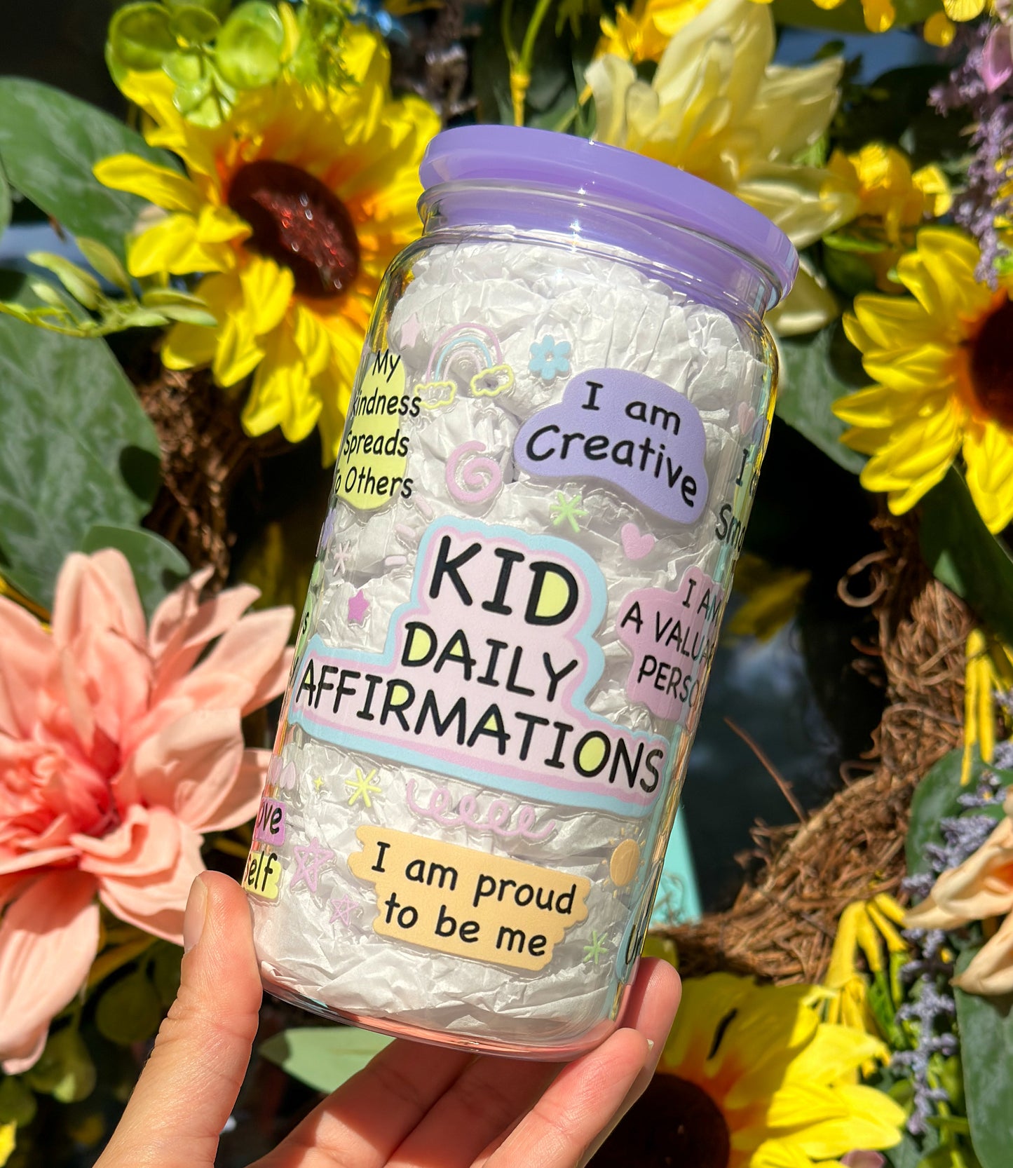 Kid Daily Affirmations 16 oz Acrylic Plastic Can Cup