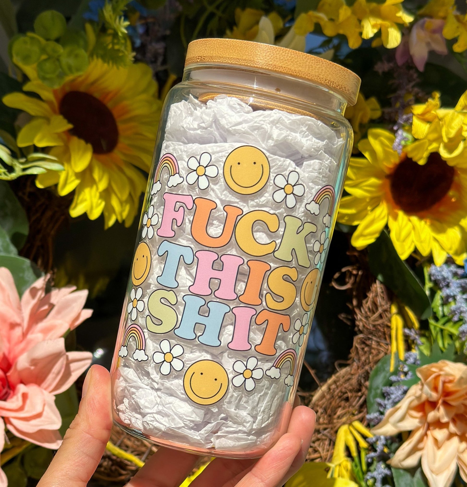 Fuck This Shit 16oz Glass Can Cup - Creative Sara Boutique