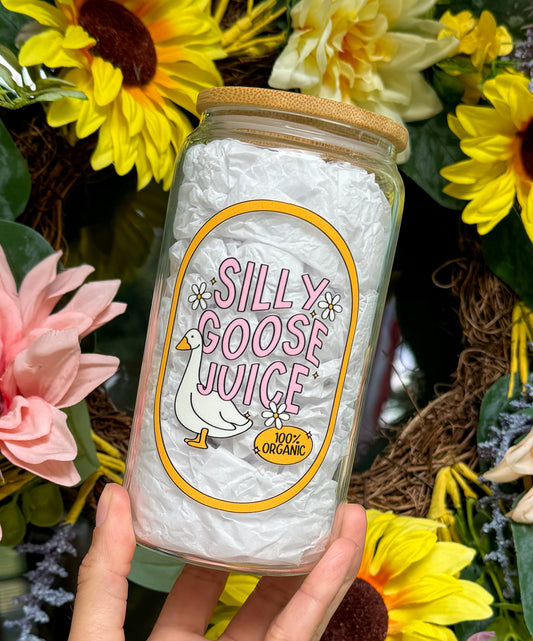 Silly Goose Juice 16oz Glass Can Cup