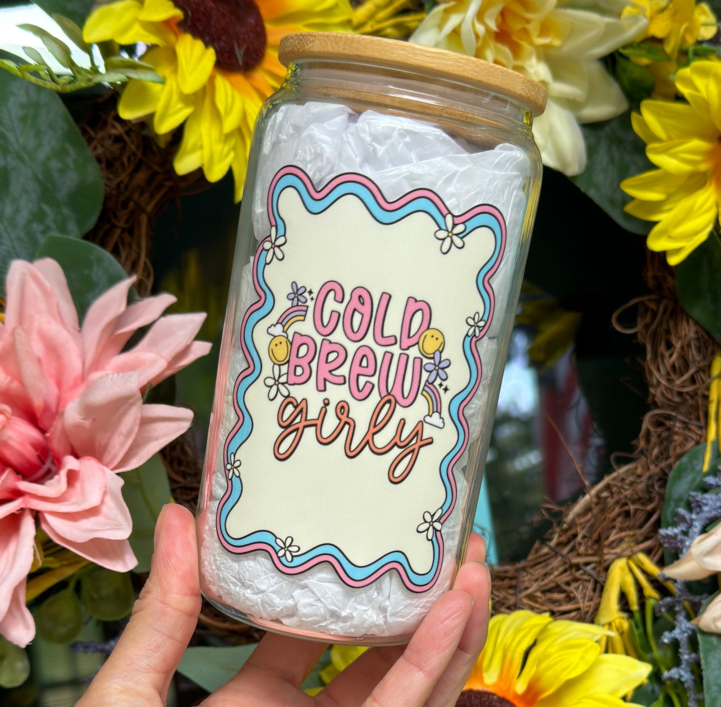 Cold Brew Girly 16oz Glass Can Cup