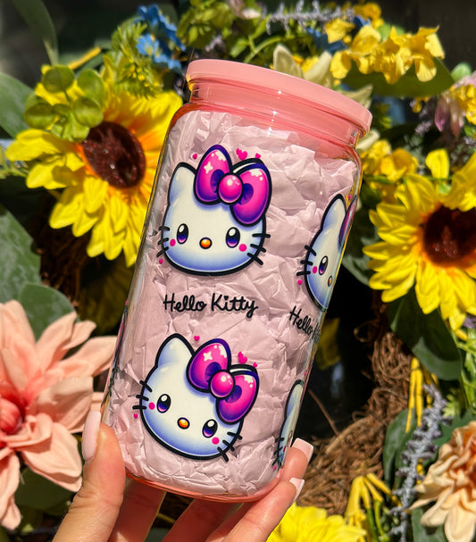 Pink Hello Kitty 16 oz Acrylic Plastic Can Cup