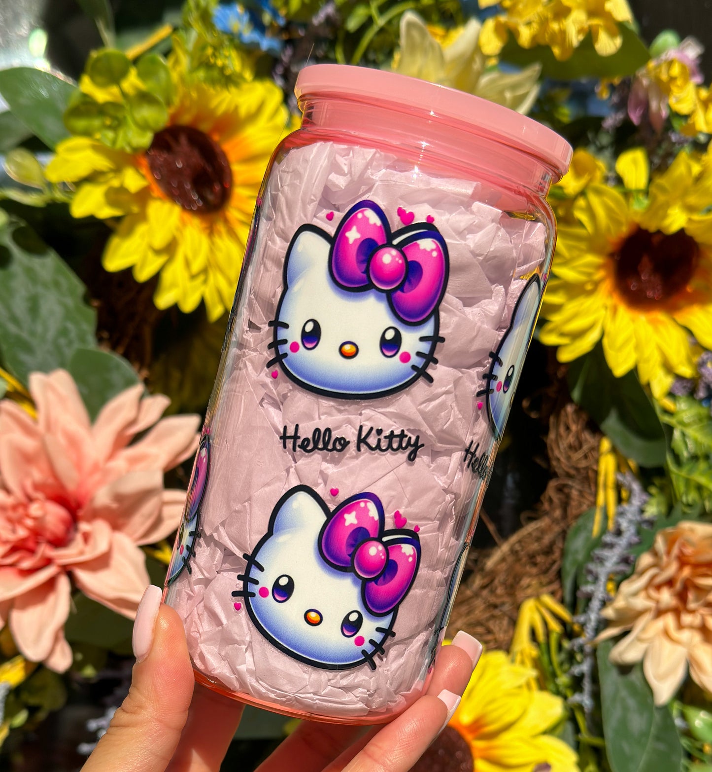 Pink Hello Kitty 16 oz Acrylic Plastic Can Cup