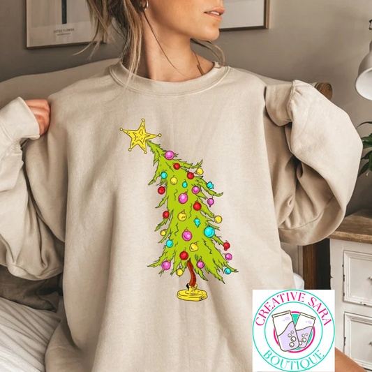 Grinch Christmas Tree Crewneck