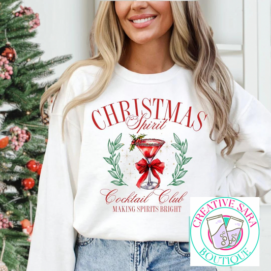 Christmas Spirits Cocktail Club Coquette Crewneck