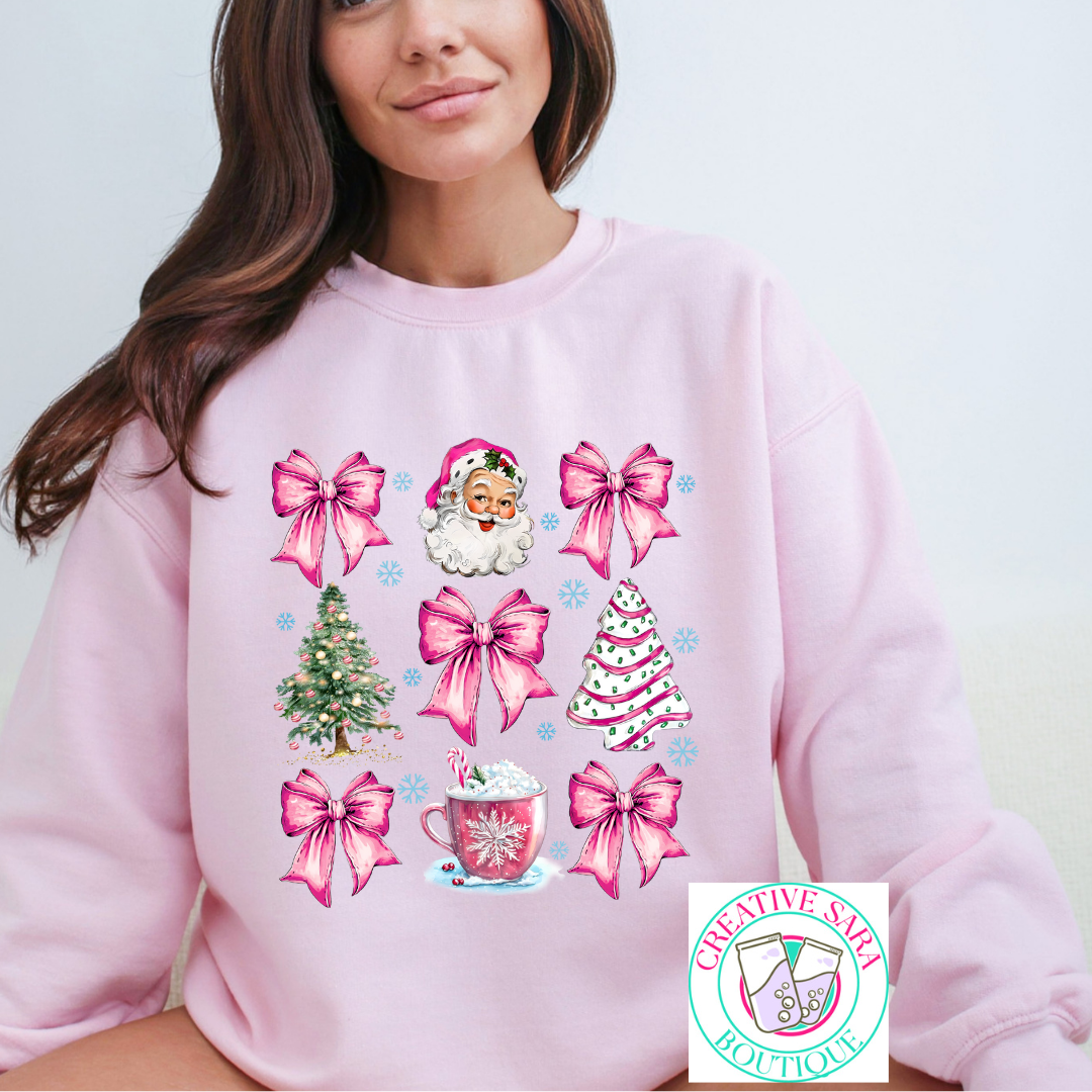 Pink Coquette Santa Sweets Crewneck