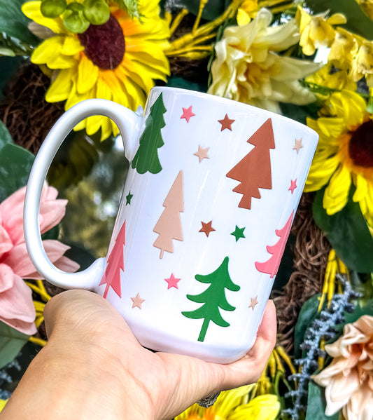 Colorful Christmas Trees 15 oz Ceramic Mug