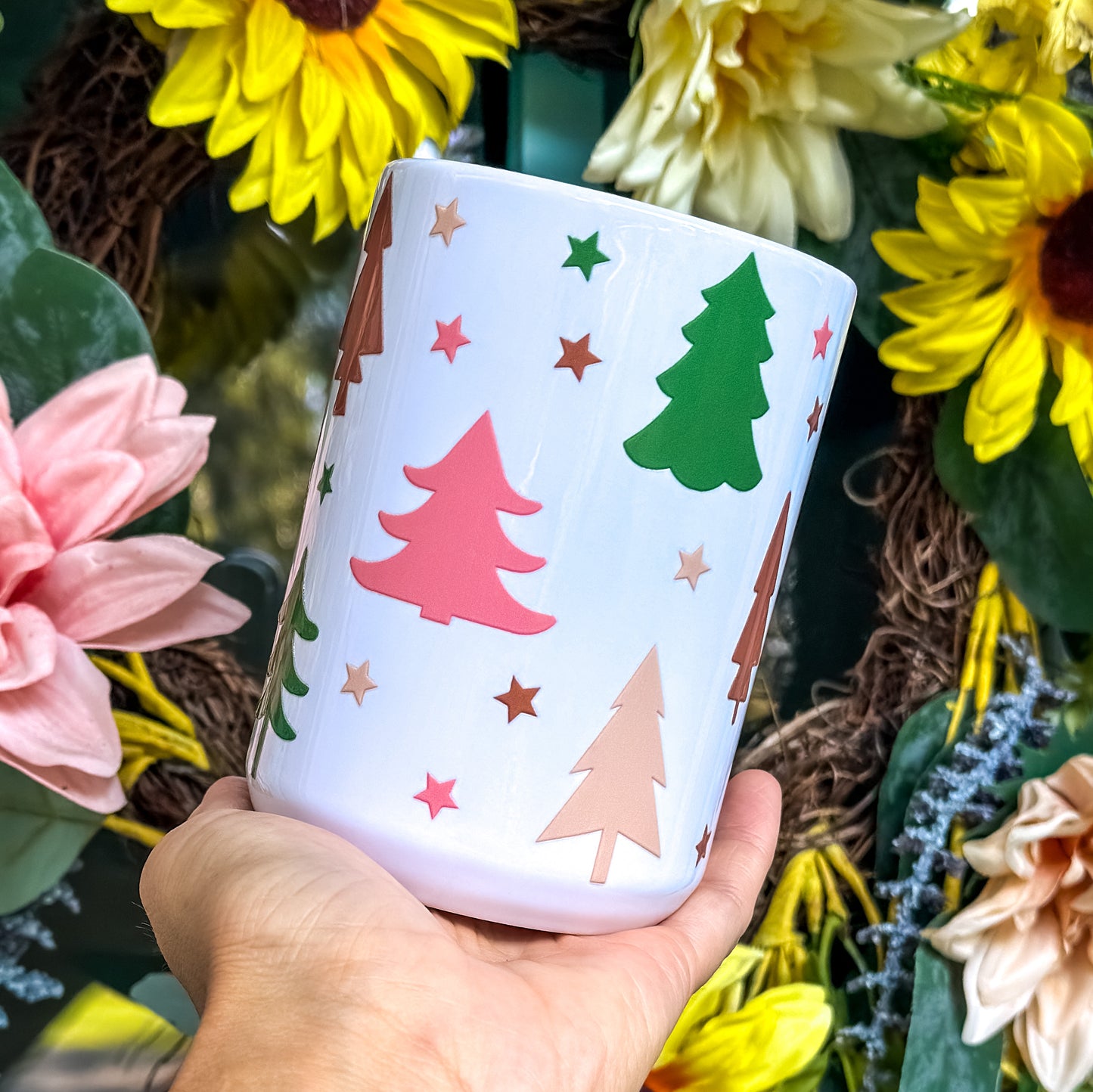 Colorful Christmas Trees 15 oz Ceramic Mug