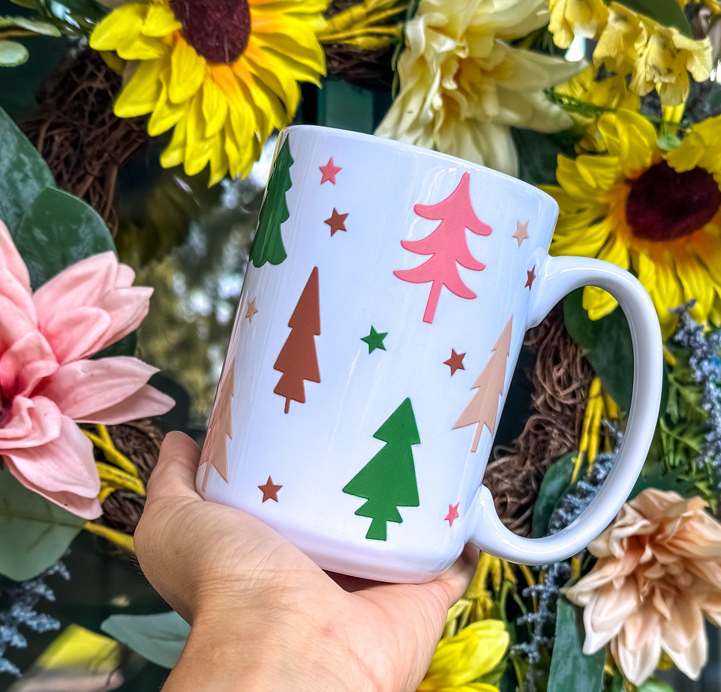 Colorful Christmas Trees 15 oz Ceramic Mug