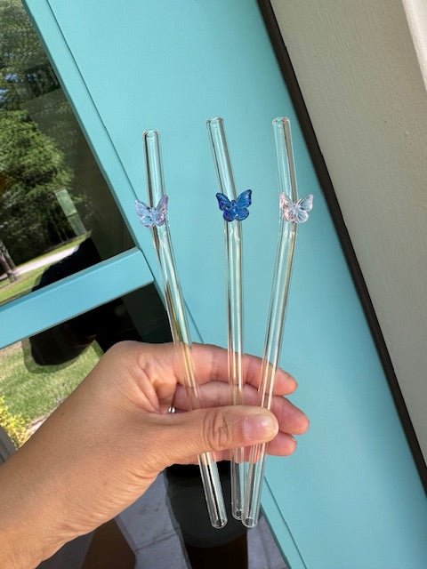 Butterfly Glass Straws