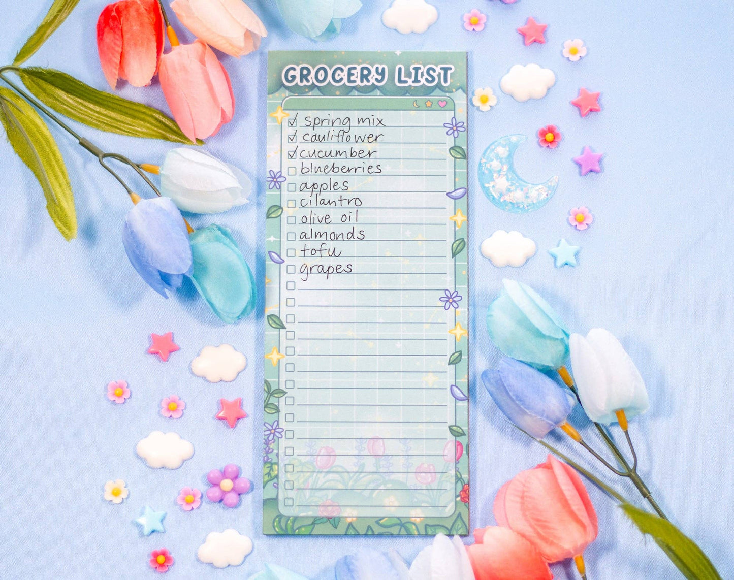 Botanical Bliss Grocery List Notepad By Unicorn Eclipse