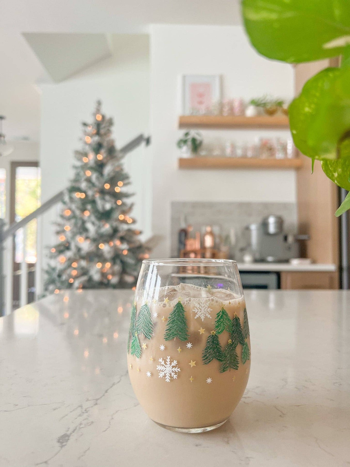 Trees and Snowflakes Wine Glass