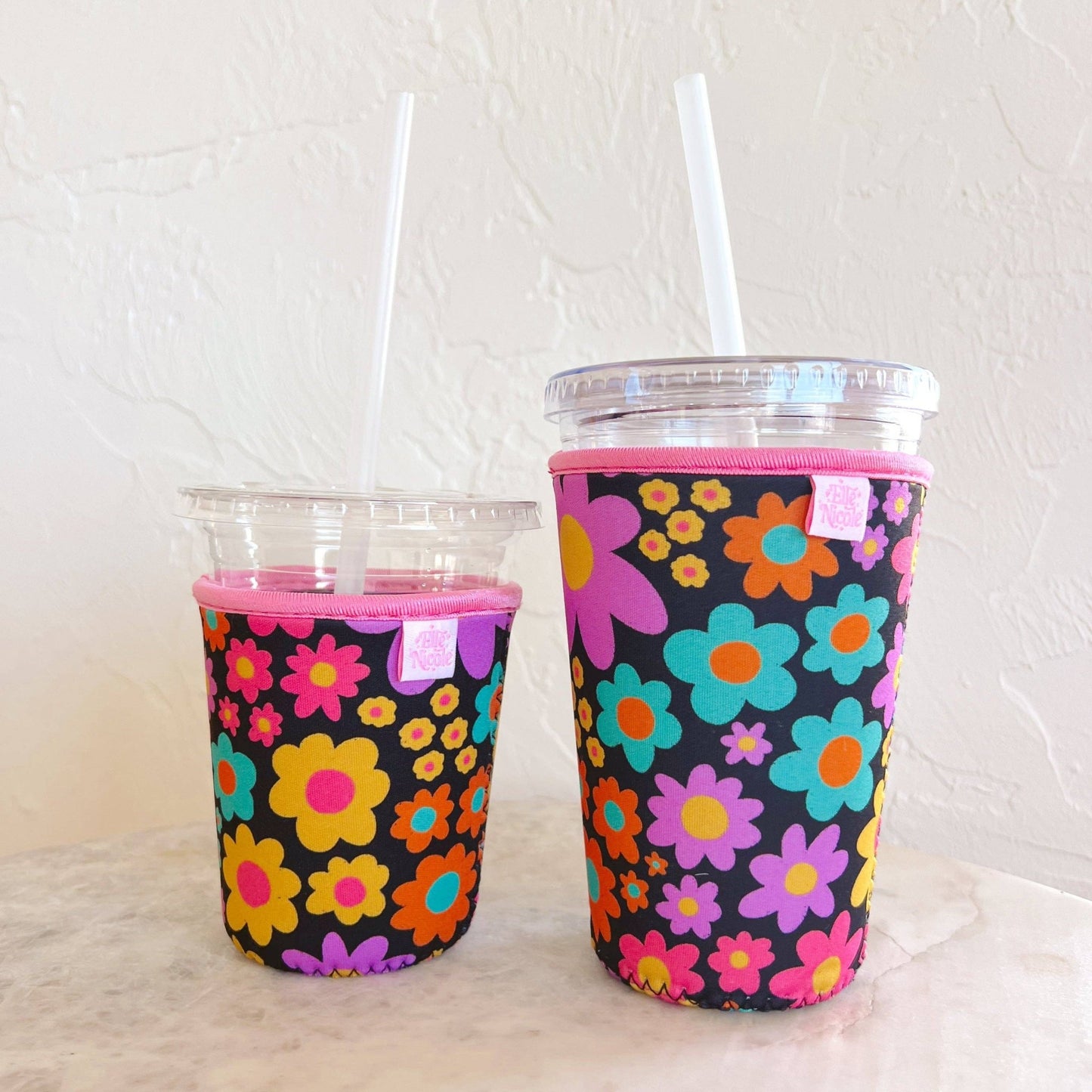 Coffee Cup Cover - Neon Daisy - Iced Drink Sleeve - Creative Sara Boutique