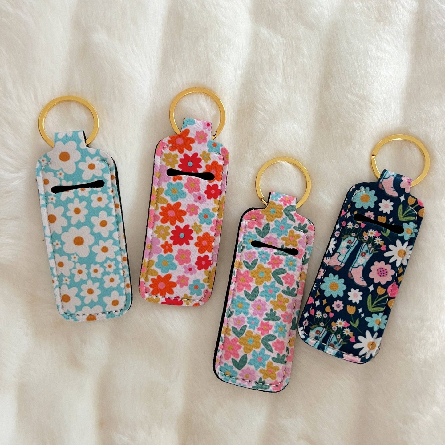 Lip Balm Keychain Holder - Boots & Bouquets