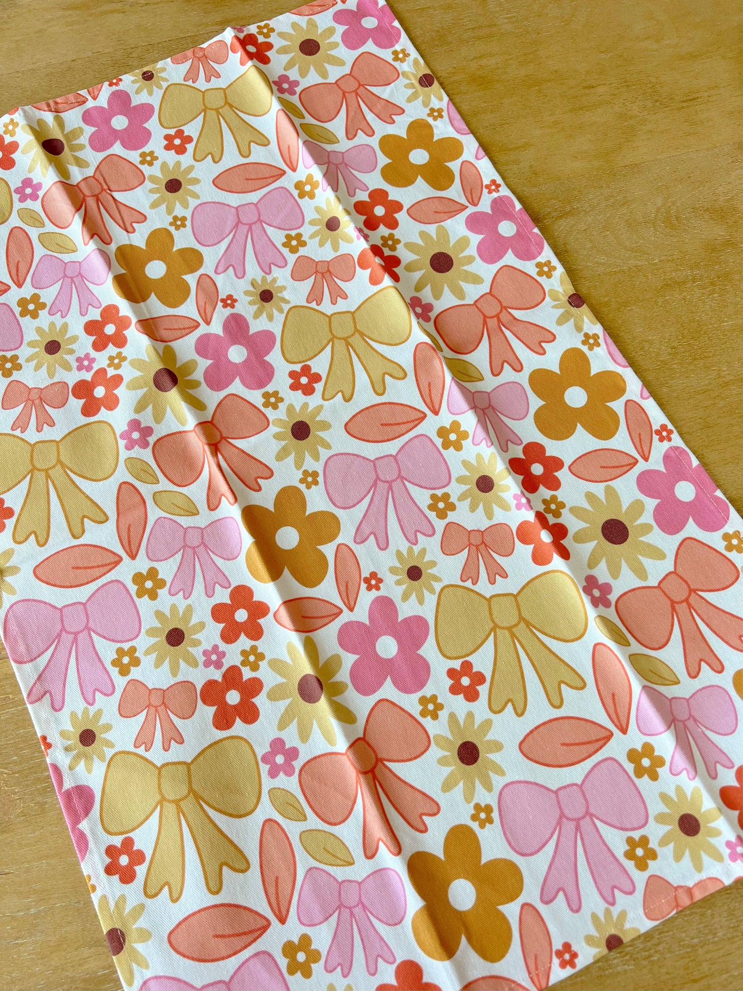 Cotton Tea Towel - Fall Florals & Bows