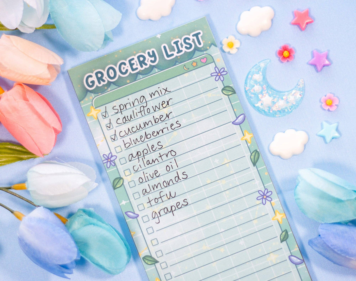 Botanical Bliss Grocery List Notepad By Unicorn Eclipse