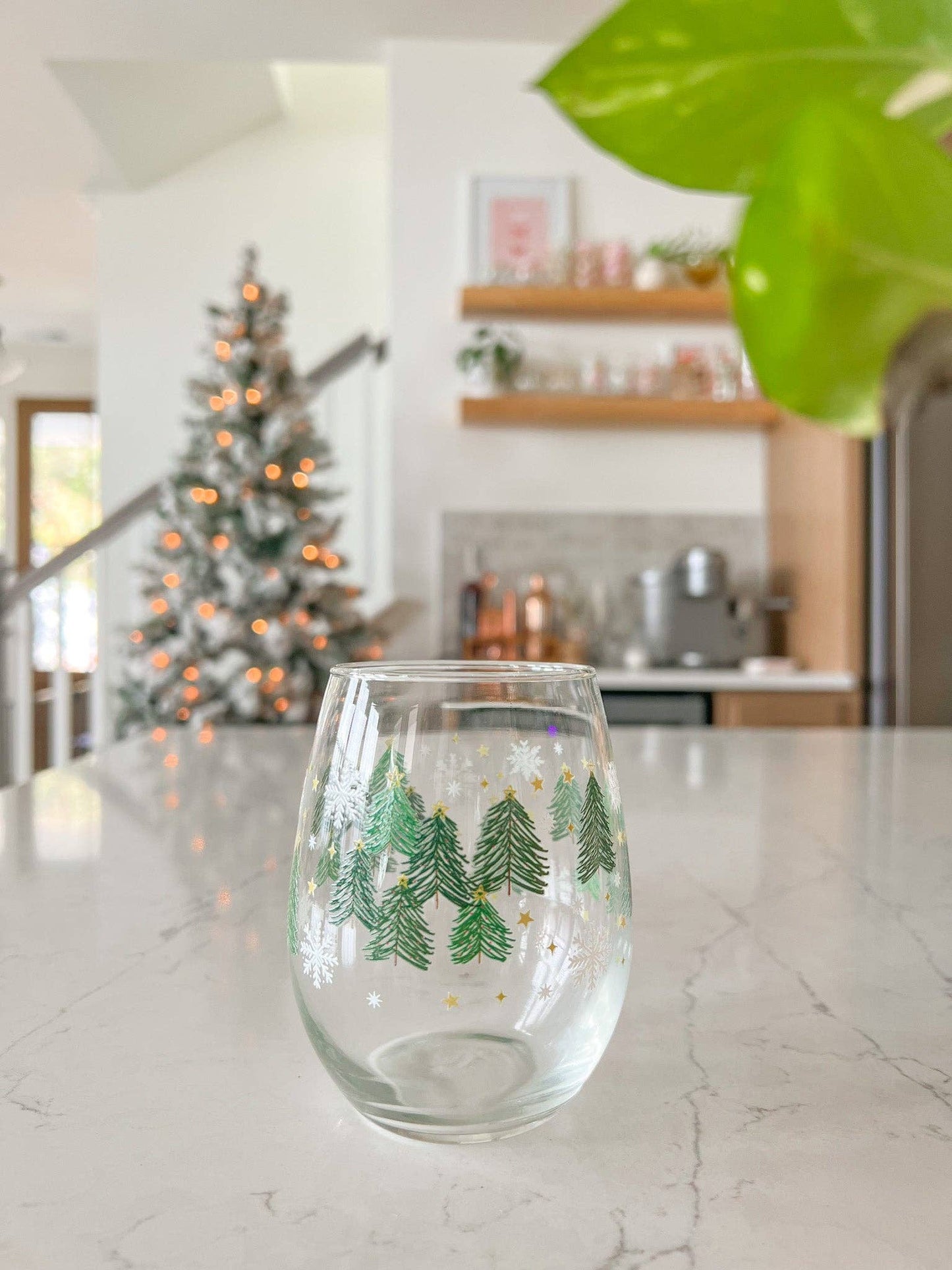 Trees and Snowflakes Wine Glass