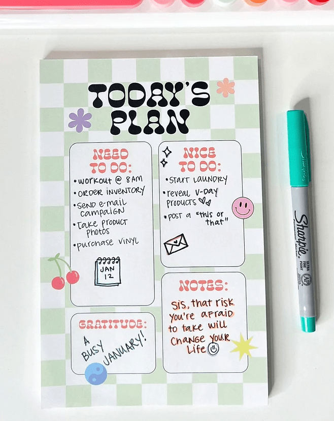 Today's Plan Notepad - Creative Sara Boutique